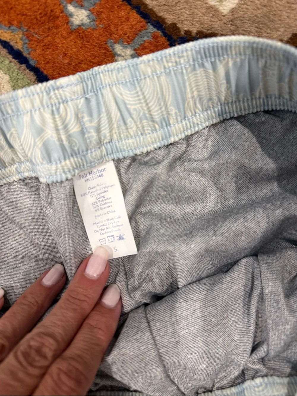 Fair Harbor Light Blue print Swim Trunks small